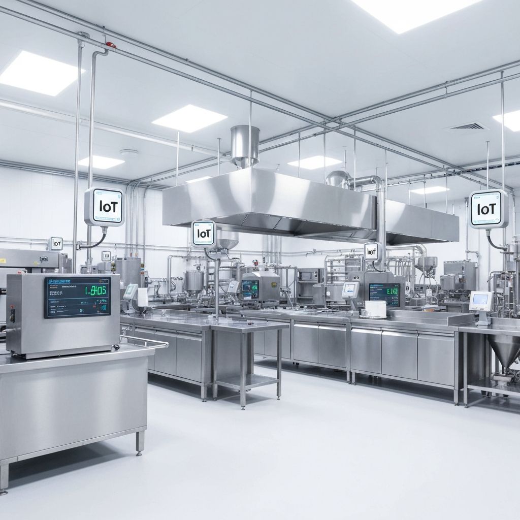 IoT sensors monitoring food and beverage production facility